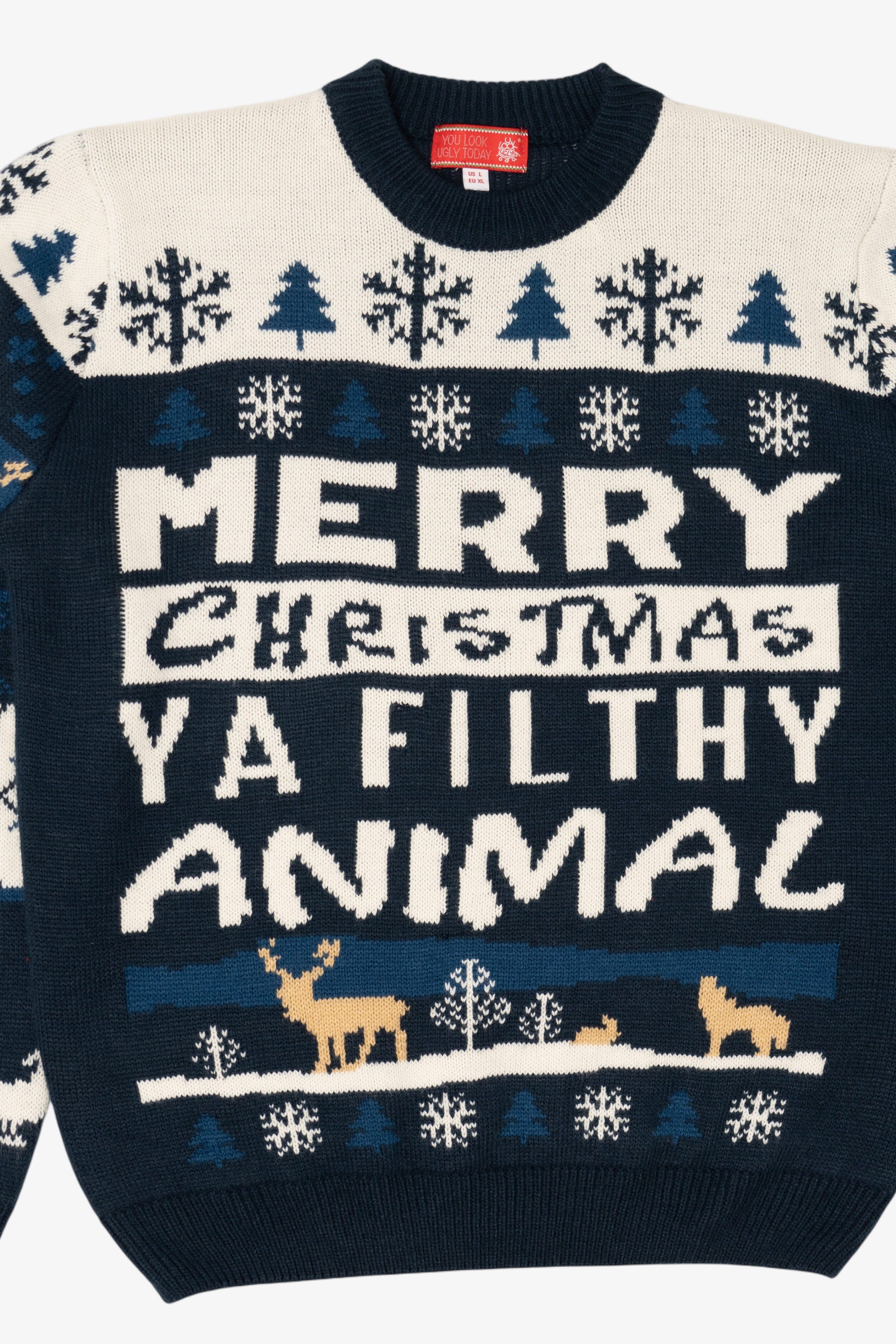 Navy Blue "Merry Christmas Ya Filthy Animal" Christmas Pullover (2020s)