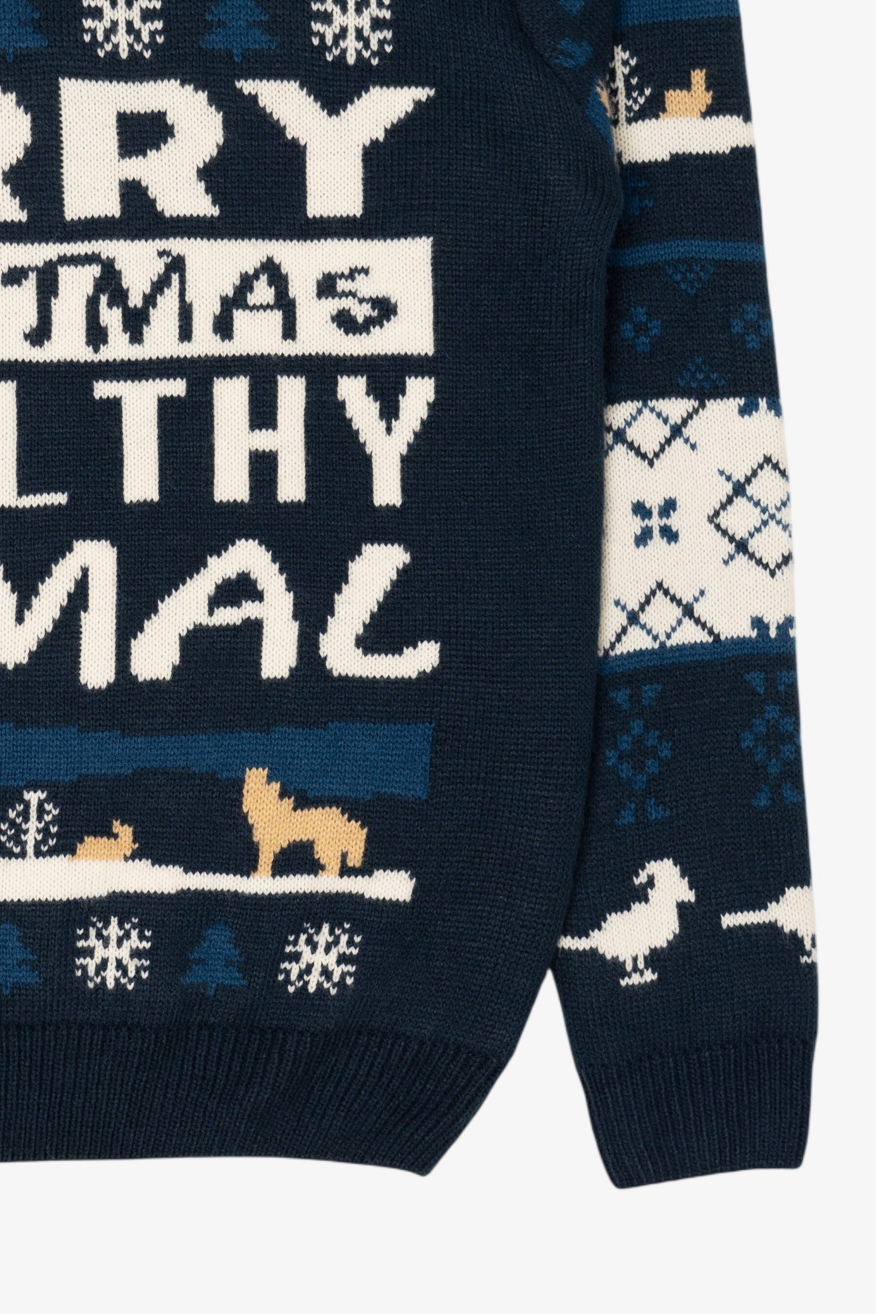 Navy Blue "Merry Christmas Ya Filthy Animal" Christmas Pullover (2020s)