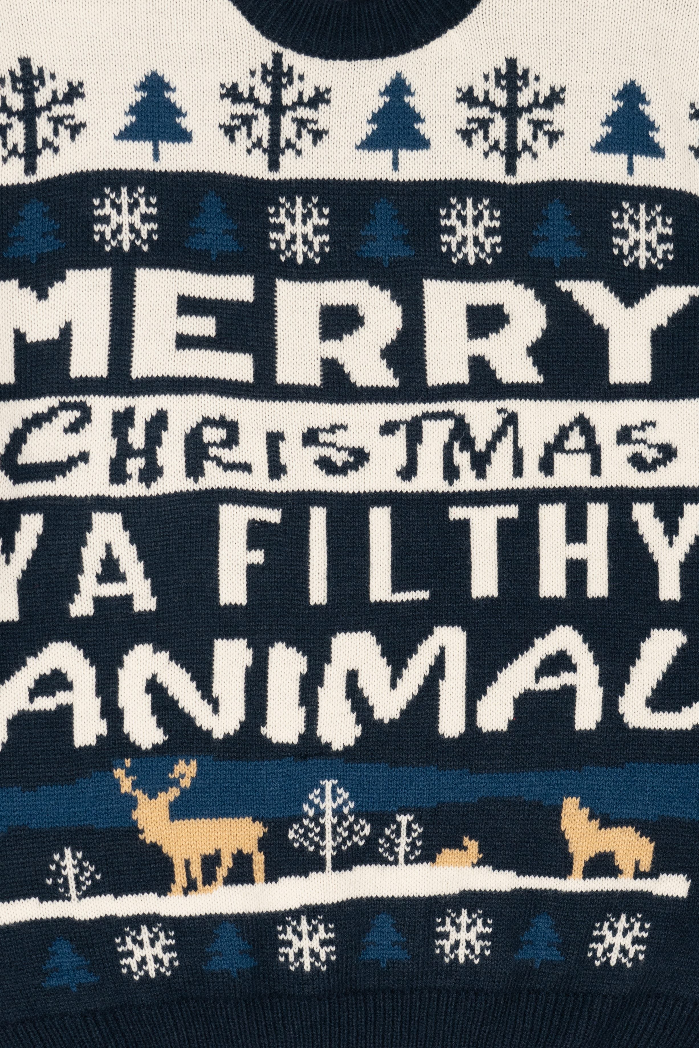 Navy Blue "Merry Christmas Ya Filthy Animal" Christmas Pullover (2020s)
