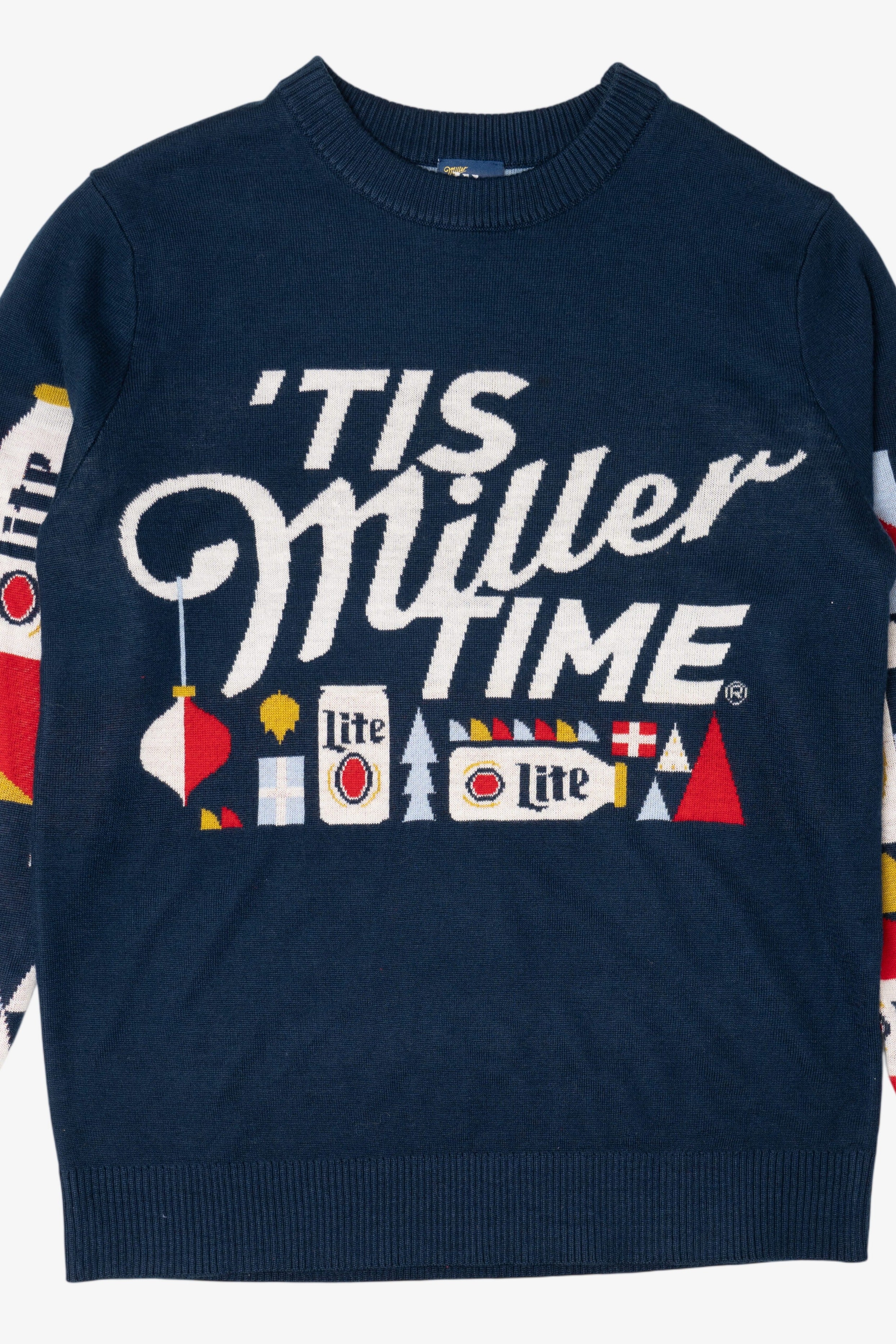 Navy Blue Miller Lite "It's Miller Time" Ugly Christmas Pullover (2020s)