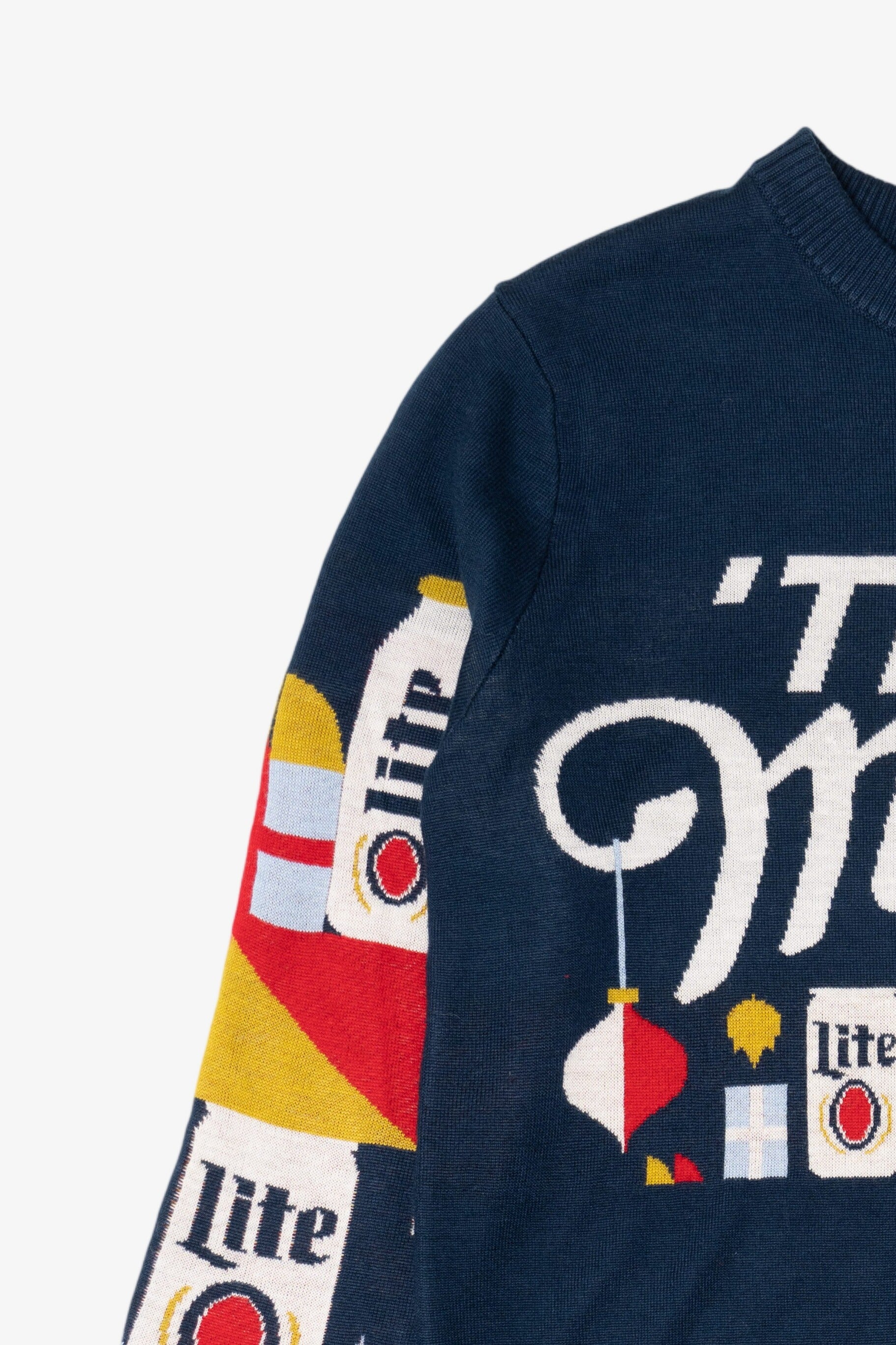 Navy Blue Miller Lite "It's Miller Time" Ugly Christmas Pullover (2020s)