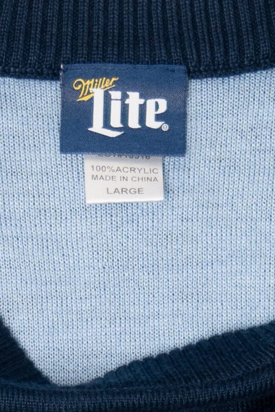 Navy Blue Miller Lite "It's Miller Time" Ugly Christmas Pullover (2020s)