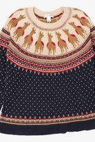 Vintage Navy Blue Christopher & Banks Llamas Fair Isle Christmas Pullover (2000s)