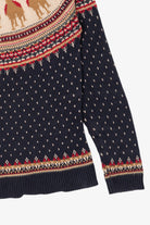 Vintage Navy Blue Christopher & Banks Llamas Fair Isle Christmas Pullover (2000s)
