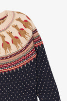 Vintage Navy Blue Christopher & Banks Llamas Fair Isle Christmas Pullover (2000s)