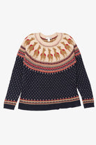 Vintage Navy Blue Christopher & Banks Llamas Fair Isle Christmas Pullover (2000s)