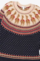 Vintage Navy Blue Christopher & Banks Llamas Fair Isle Christmas Pullover (2000s)