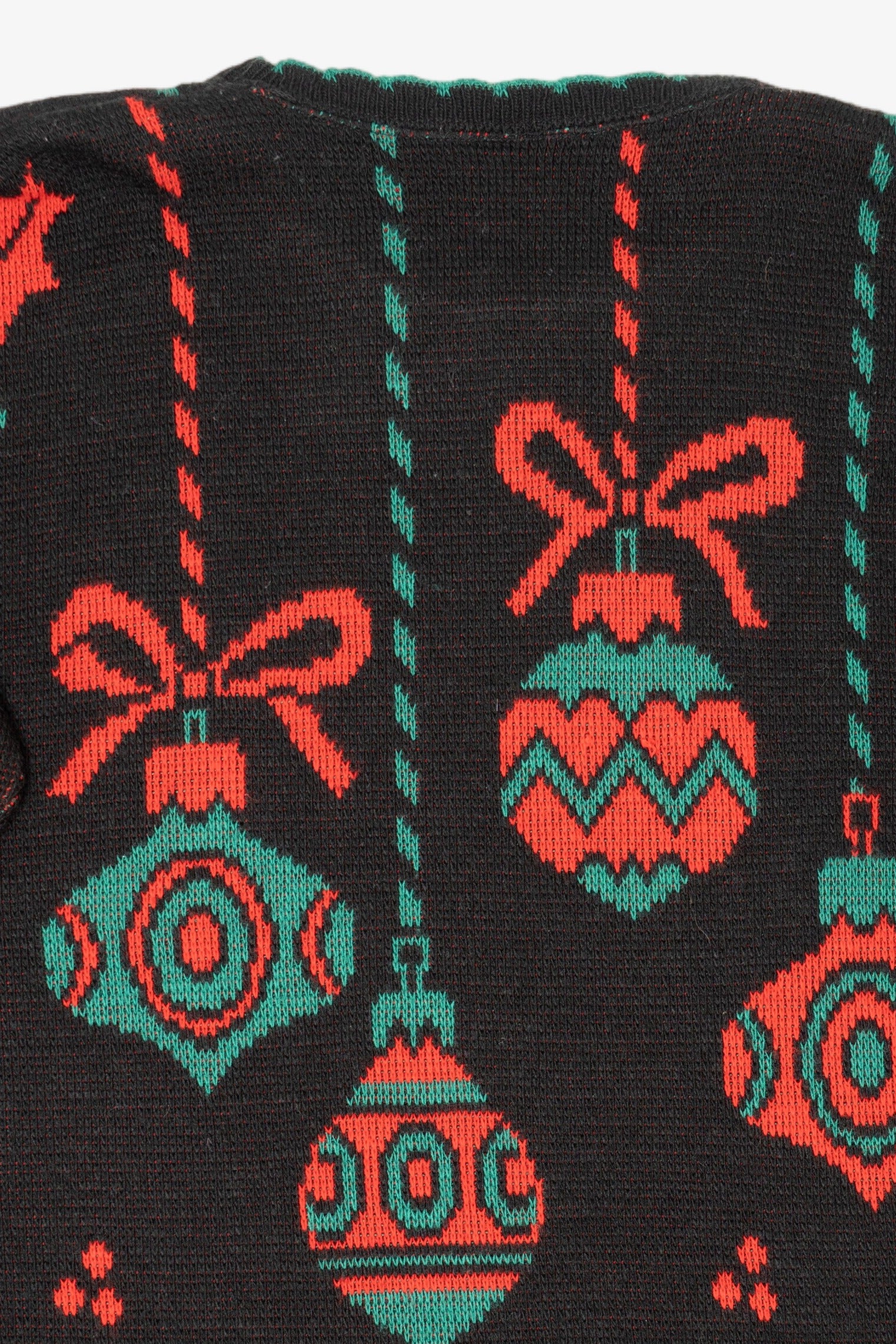 Vintage Black Holiday Time Ornaments Ugly Christmas Pullover (1980s)