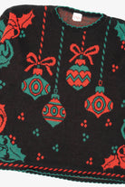 Vintage Black Holiday Time Ornaments Ugly Christmas Pullover (1980s)