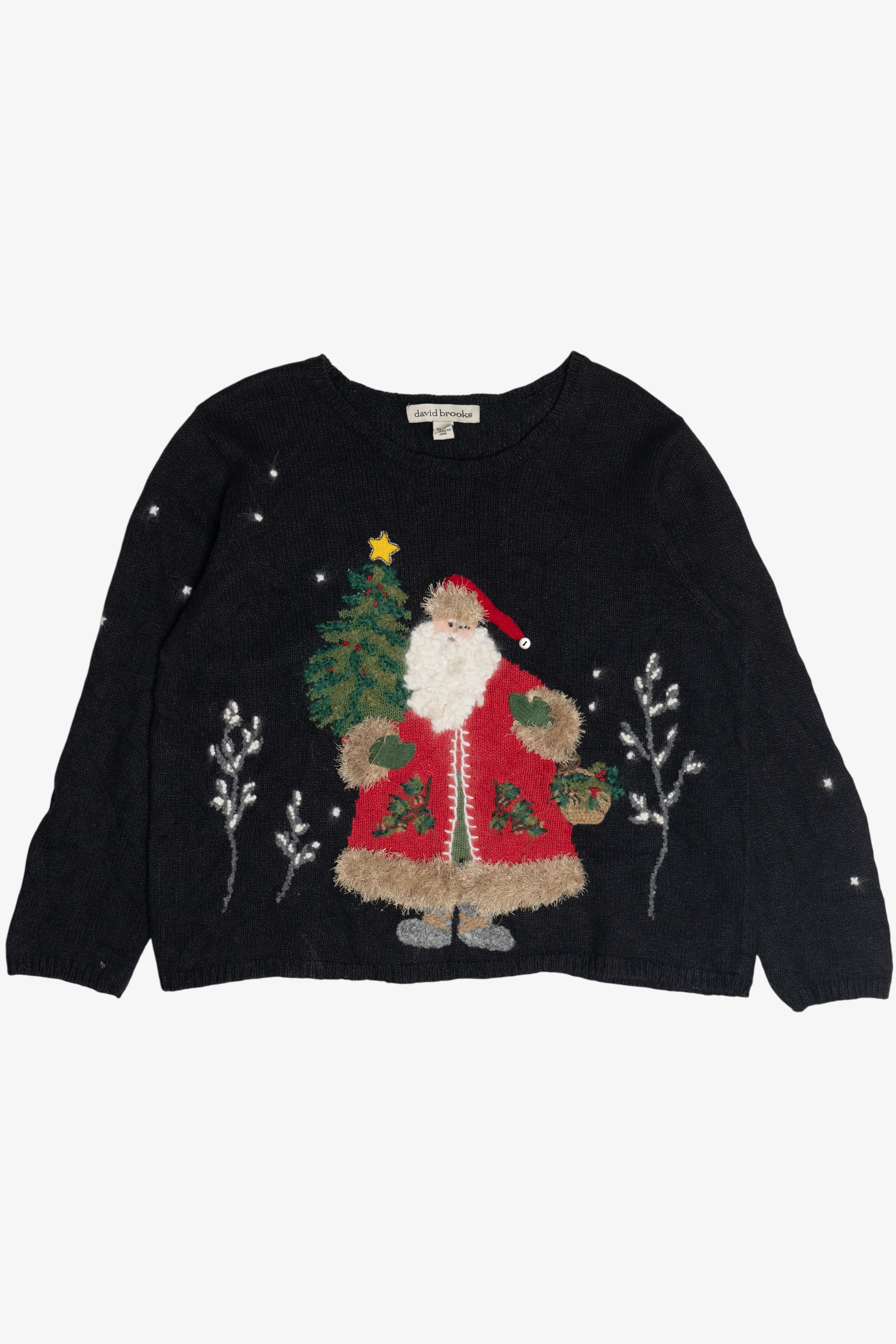 Vintage David Brooks Santa With Tree Christmas Pullover (2000s)