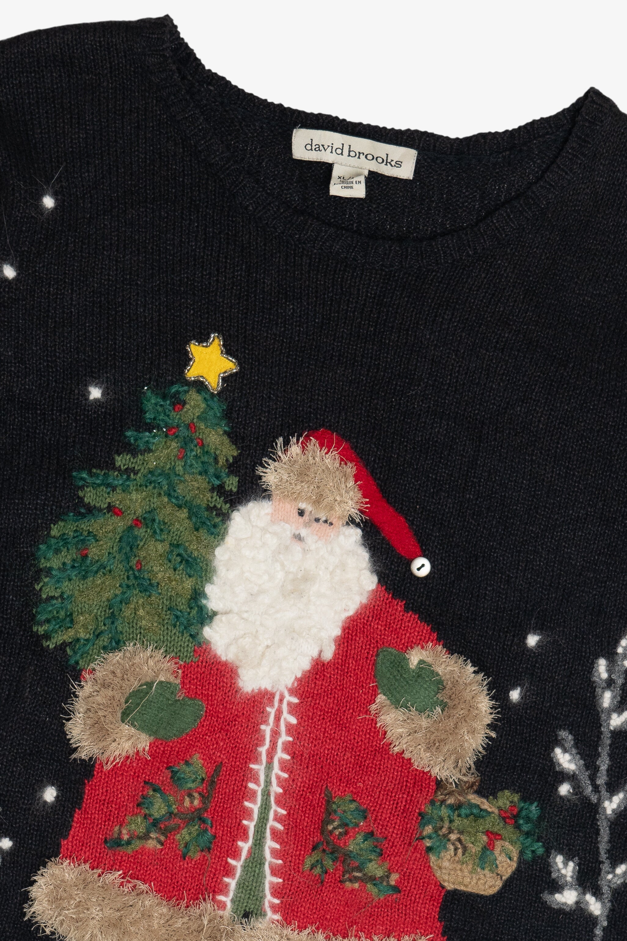 Vintage David Brooks Santa With Tree Christmas Pullover (2000s)