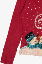 Vintage Sequin Snowman Lightweight Ugly Christmas Pullover (2000s)
