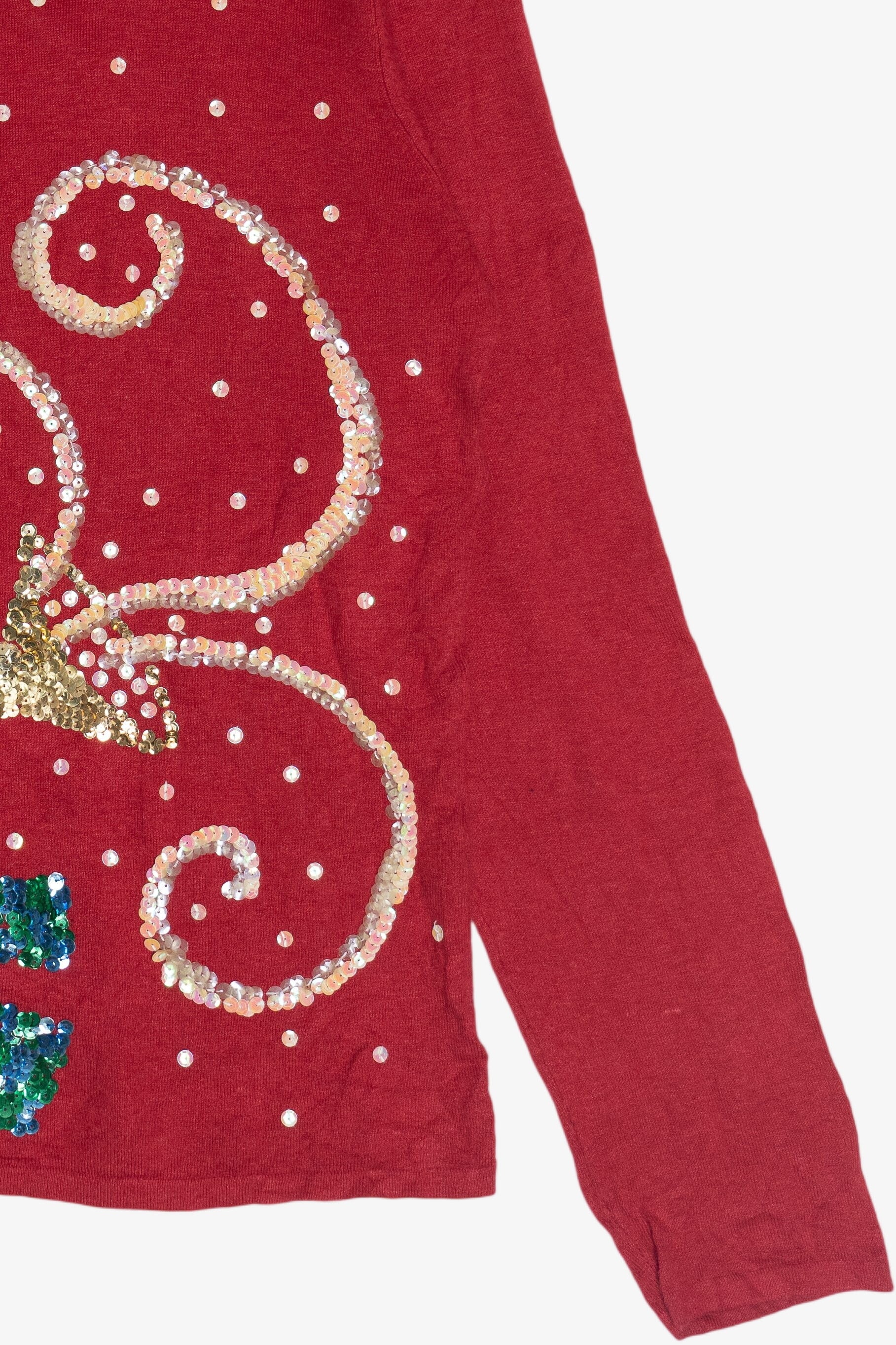 Vintage Sequin Snowman Lightweight Ugly Christmas Pullover (2000s)
