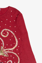 Vintage Sequin Snowman Lightweight Ugly Christmas Pullover (2000s)