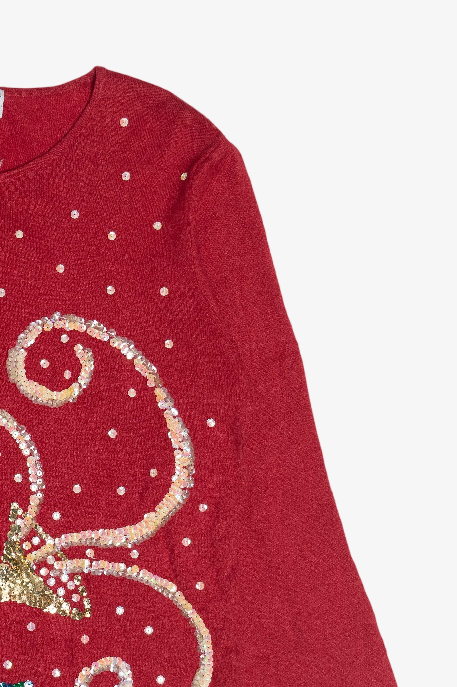 Vintage Sequin Snowman Lightweight Ugly Christmas Pullover (2000s)