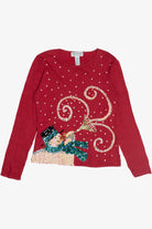 Vintage Sequin Snowman Lightweight Ugly Christmas Pullover (2000s)