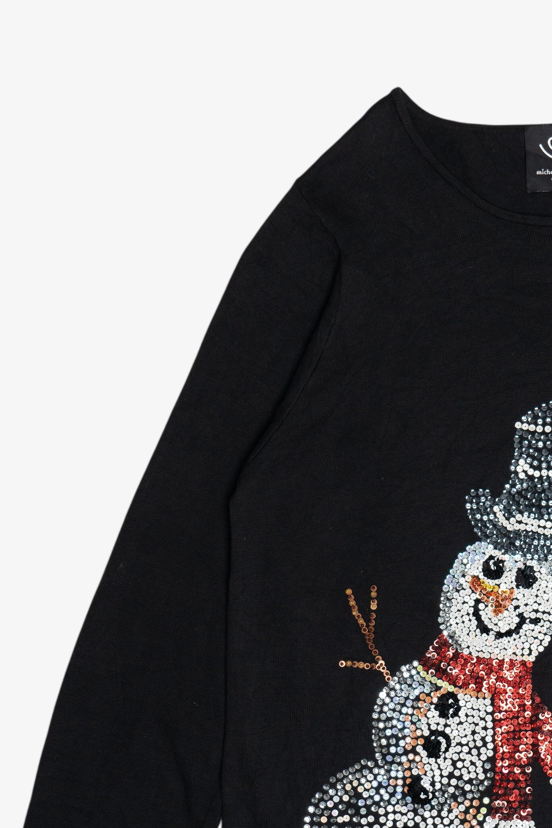 Vintage Michael Simon Sequin Snowman Lightweight Ugly Christmas Pullover (2000s)