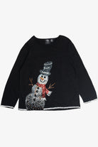 Vintage Michael Simon Sequin Snowman Lightweight Ugly Christmas Pullover (2000s)