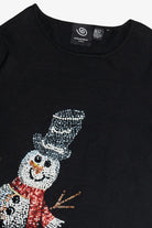 Vintage Michael Simon Sequin Snowman Lightweight Ugly Christmas Pullover (2000s)