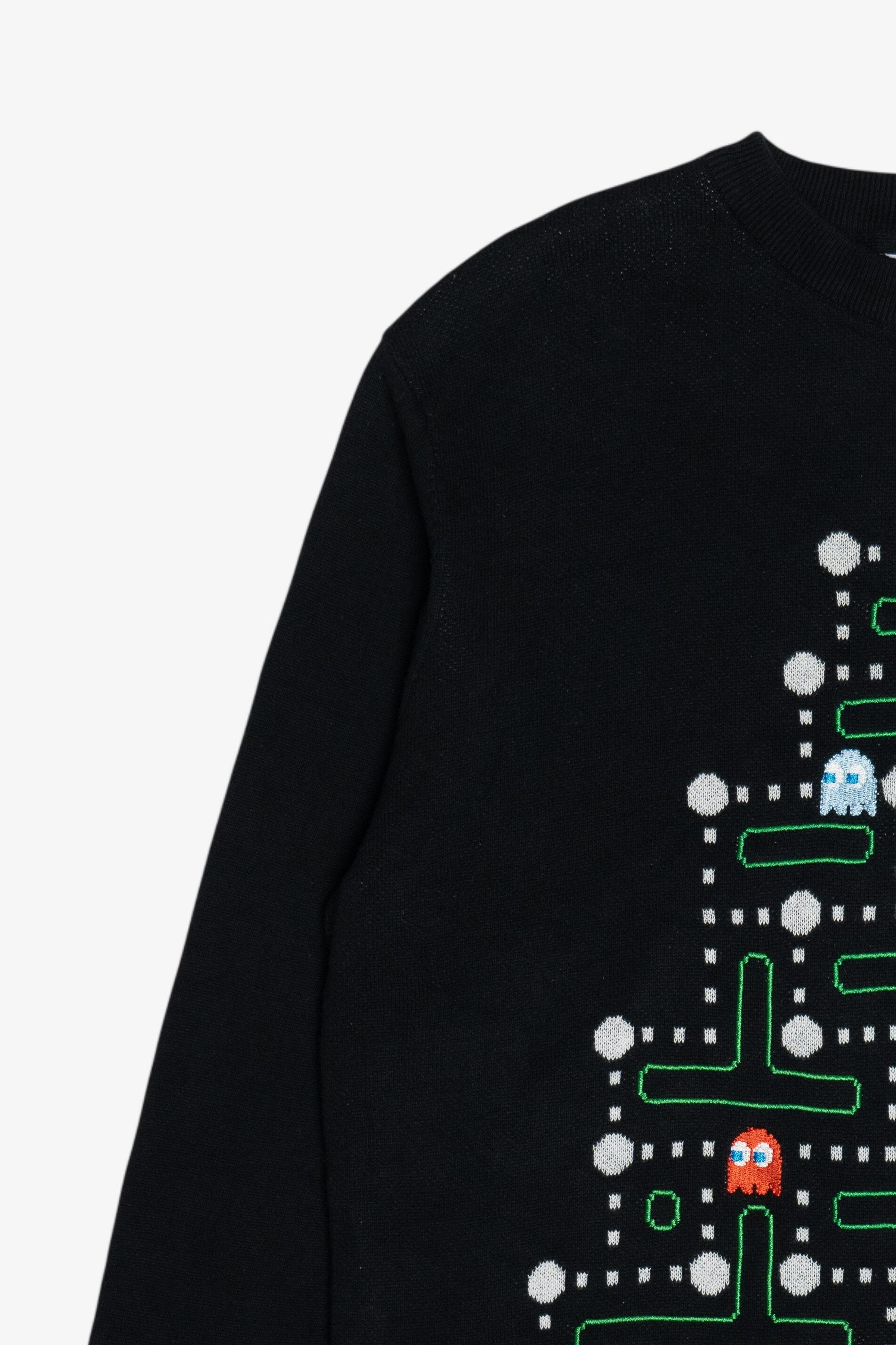 Pac-Man Christmas Tree Embroidered Ugly Christmas Sweater (2010s)