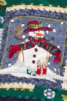 Vintage Embroidered Snowman Patchwork Ugly Christmas Sweater