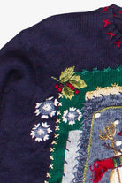 Vintage Embroidered Snowman Patchwork Ugly Christmas Sweater