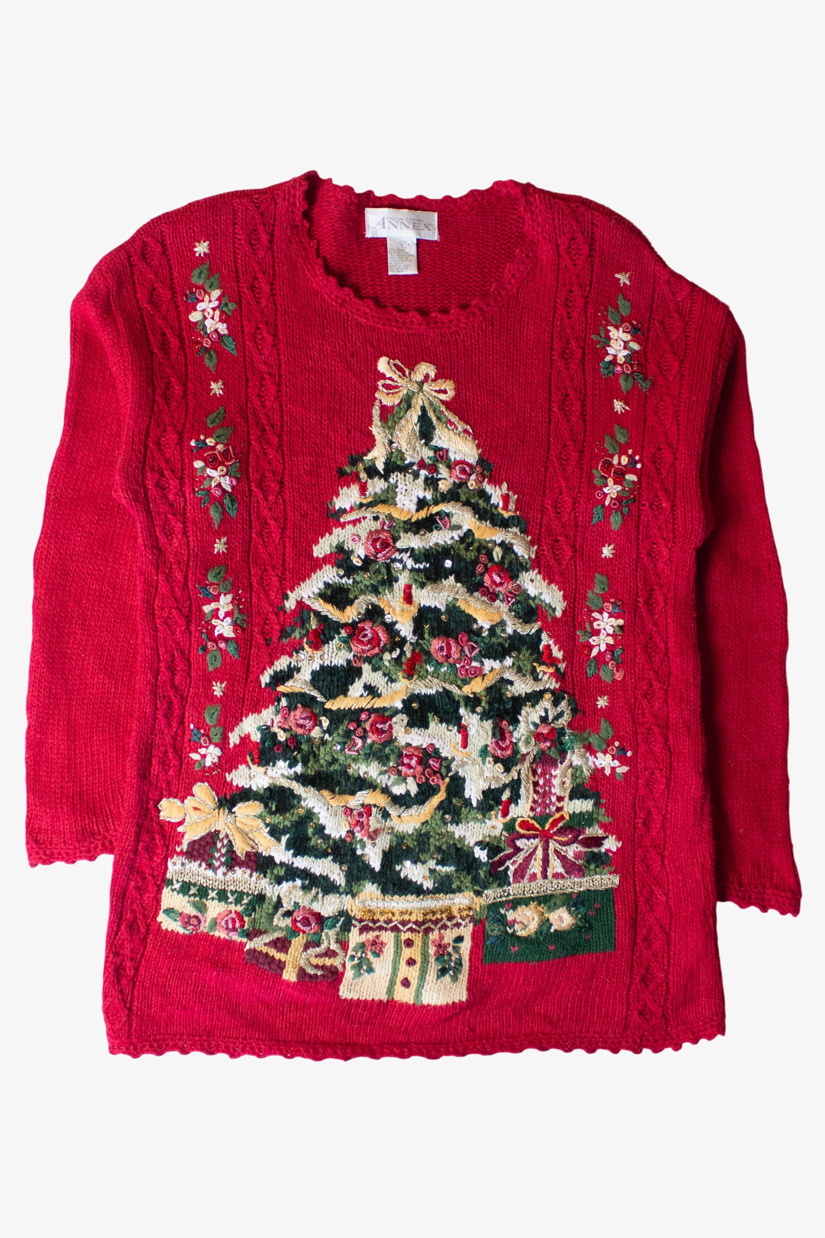 Vintage Red Big Tree Ugly Christmas Sweater (1990s)