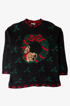 Vintage Wreath And Bear Ugly Christmas Sweater (1990s)