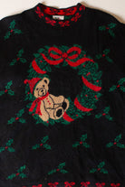 Vintage Wreath And Bear Ugly Christmas Sweater (1990s)