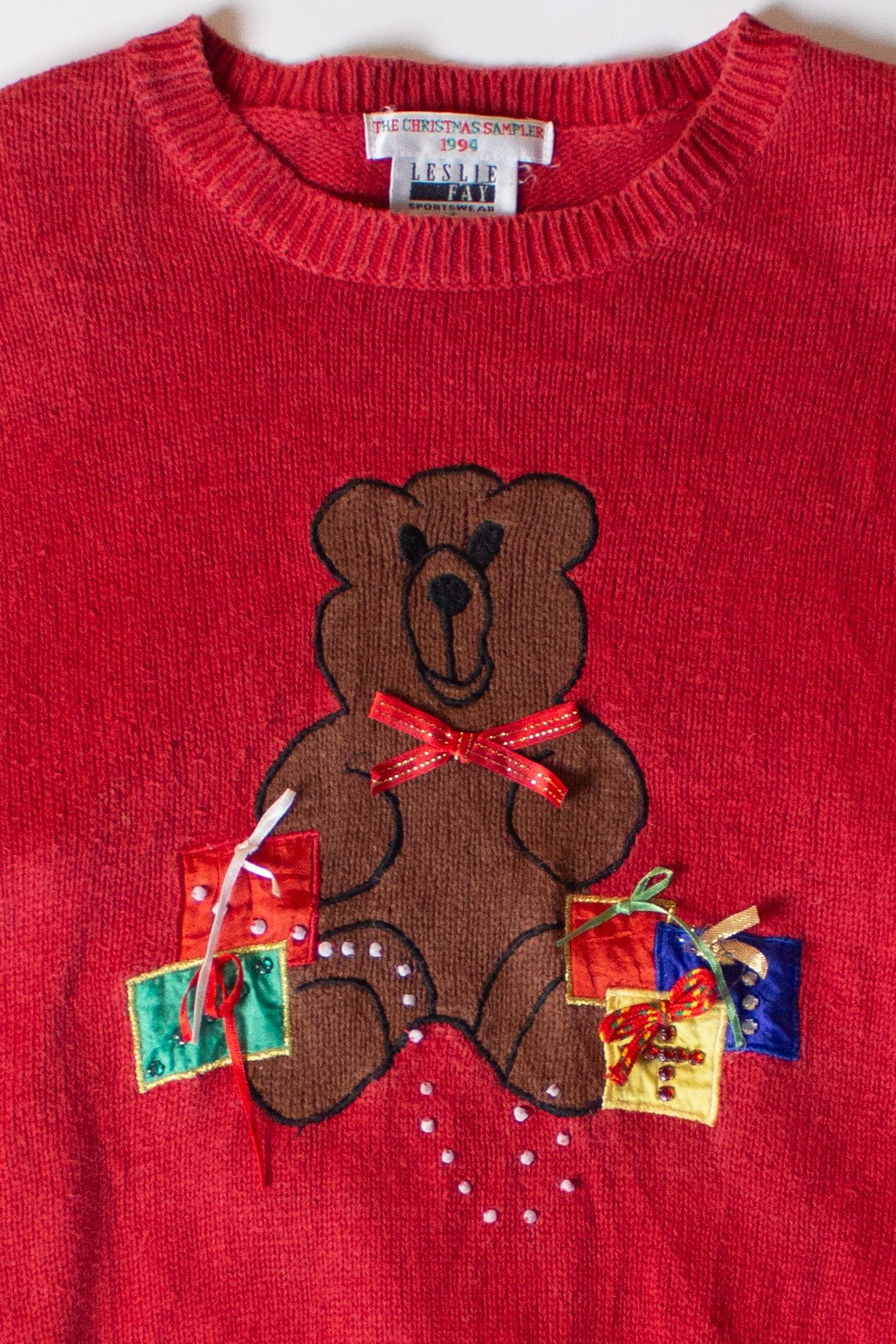Vintage Red Bear Ugly Christmas Sweater (1994)
