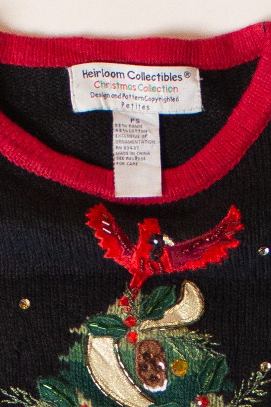Vintage Tree Cardinals Ugly Christmas Sweater (1990s)