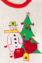 Vintage White Snowman Tree Ugly Christmas Sweater (1990s)
