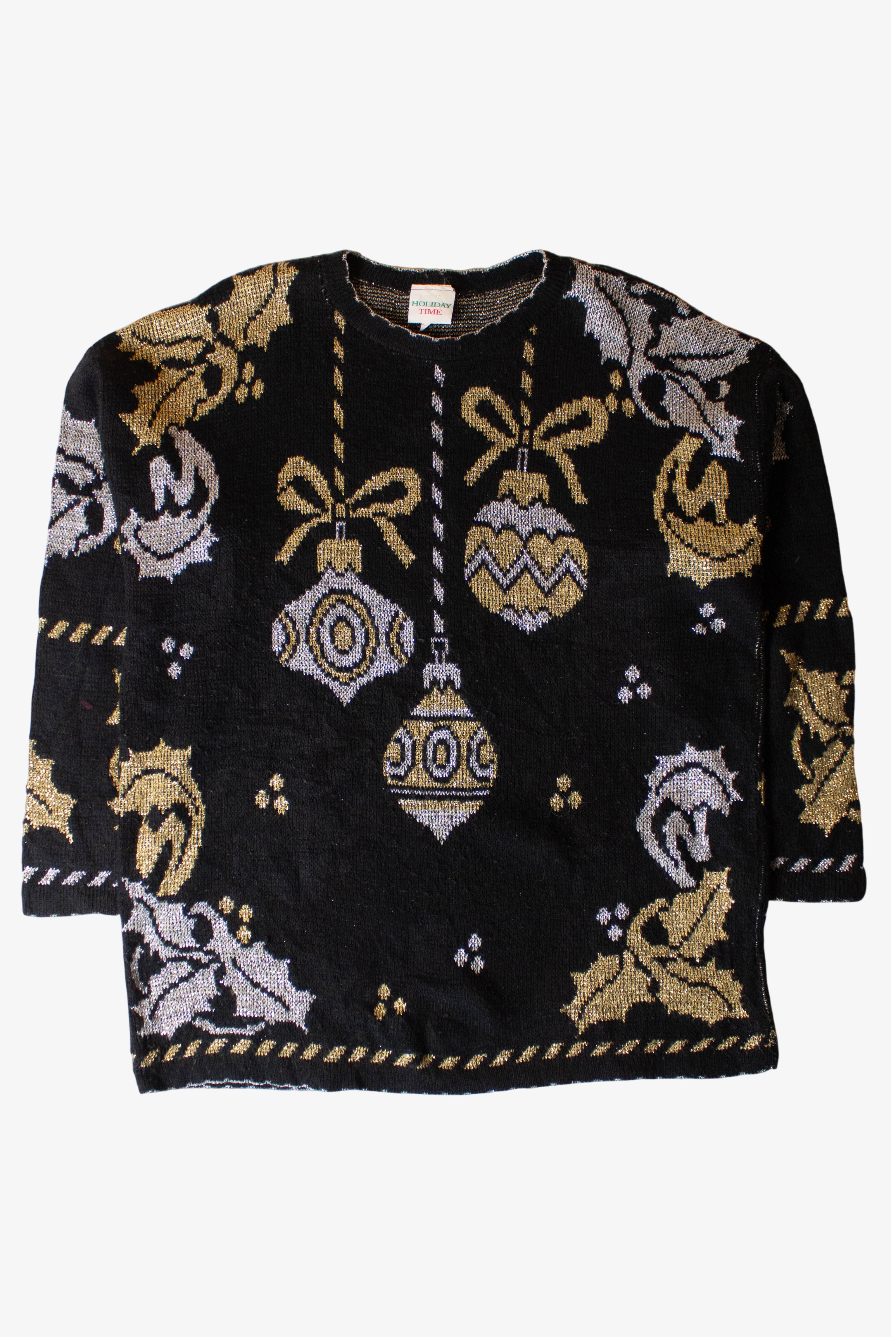 Vintage Black Metallic Ornaments Ugly Christmas Sweater (1990s)