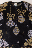 Vintage Black Metallic Ornaments Ugly Christmas Sweater (1990s)
