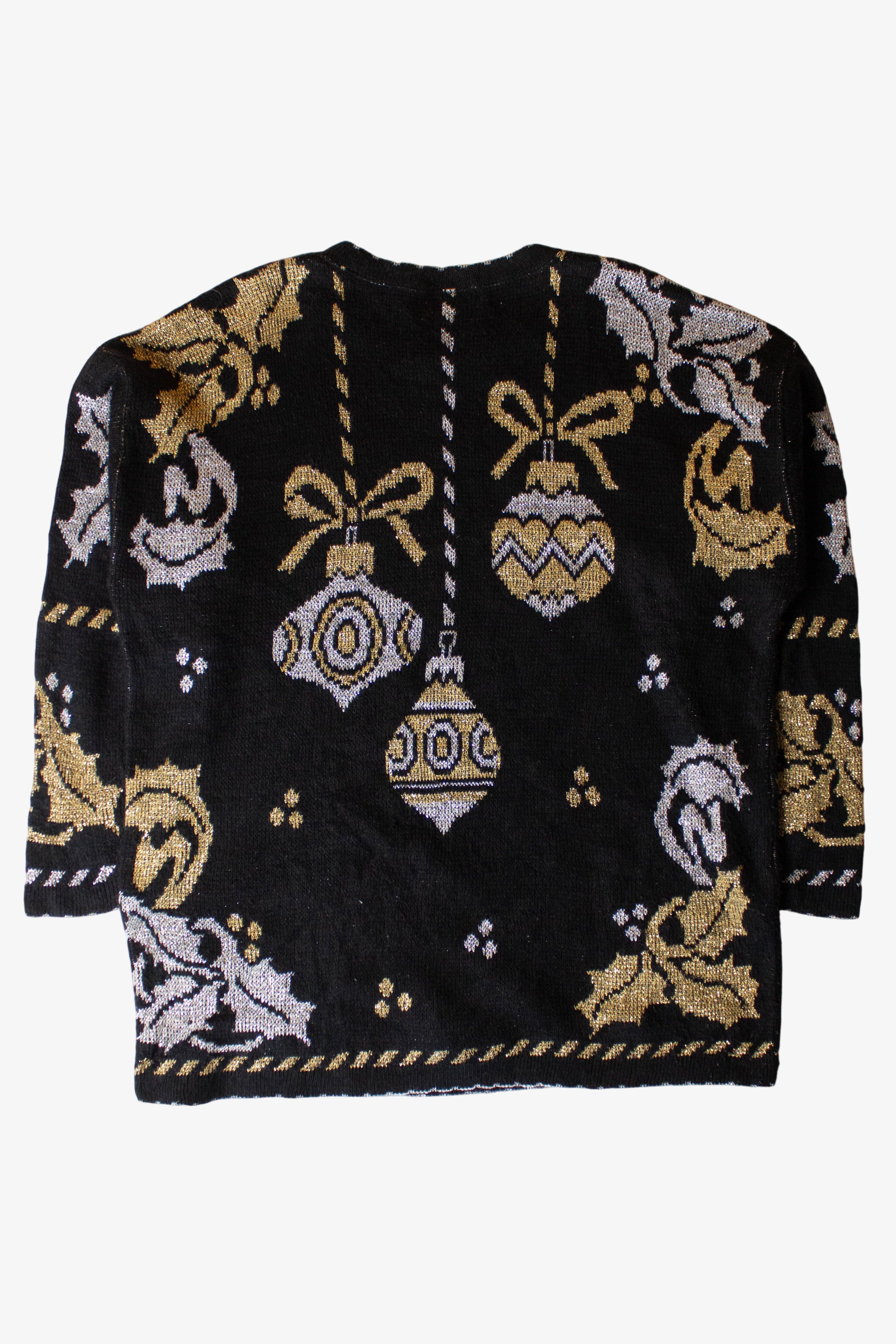 Vintage Black Metallic Ornaments Ugly Christmas Sweater (1990s)
