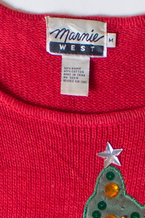Vintage Marnie West Press Here Christmas Sweater (1990s)