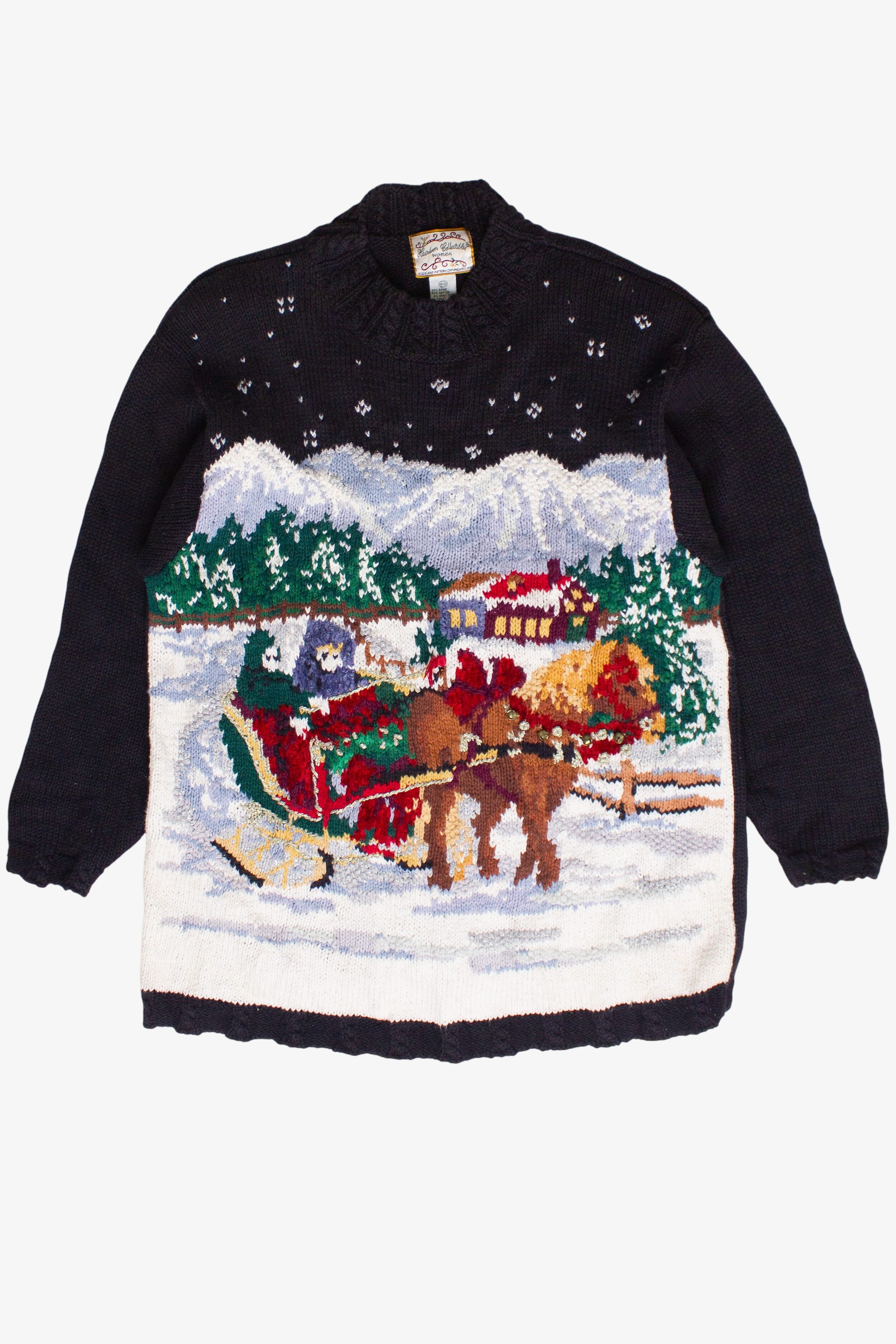 Vintage Heirloom Collectibles Winter Sleigh Ride Ugly Christmas Sweater (2000s)