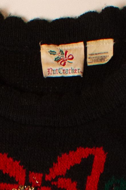 Vintage Black Wreaths Christmas Sweater (1990s)