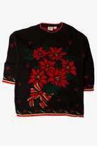 Vintage Black Flowers Christmas Sweater (1990s)