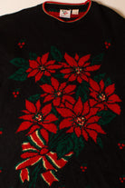 Vintage Black Flowers Christmas Sweater (1990s)