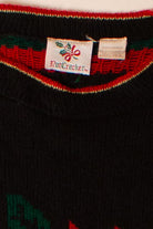 Vintage Black Flowers Christmas Sweater (1990s)