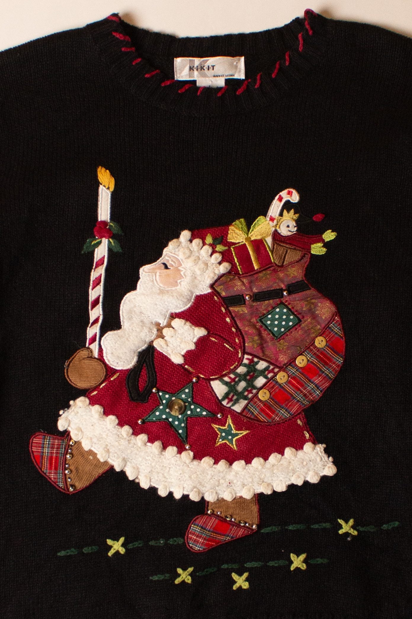 Vintage Santa Patches Christmas Sweater (1990s)