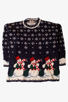 Vintage Navy Blue Snowmen Ugly Christmas Sweater (2000s)