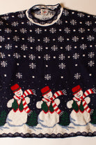 Vintage Navy Blue Snowmen Ugly Christmas Sweater (2000s)