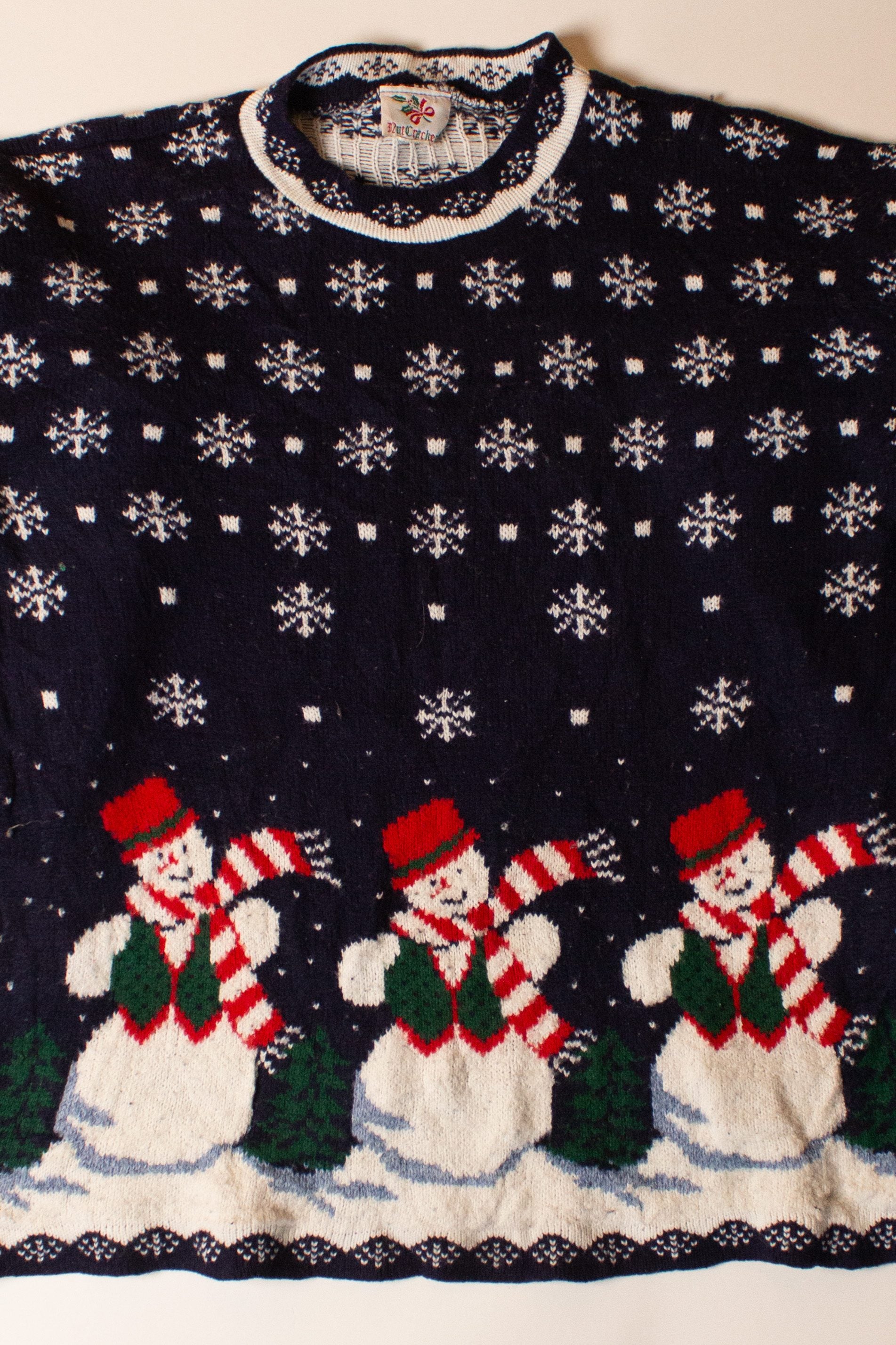 Vintage Navy Blue Snowmen Ugly Christmas Sweater (2000s)