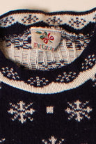 Vintage Navy Blue Snowmen Ugly Christmas Sweater (2000s)