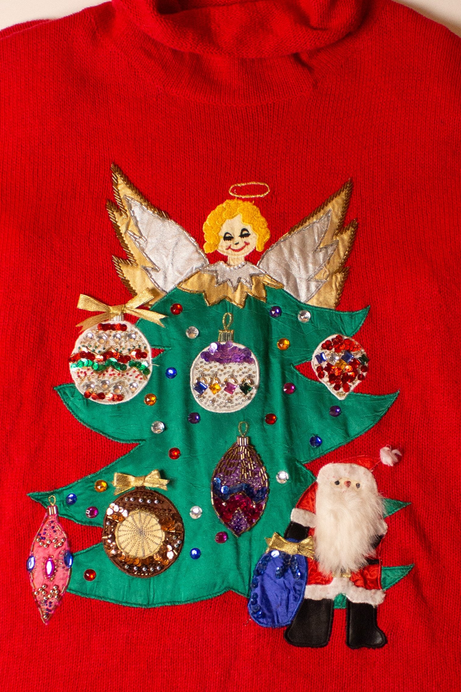 Vintage Angel Tree Turtleneck Christmas Sweater (1990s)