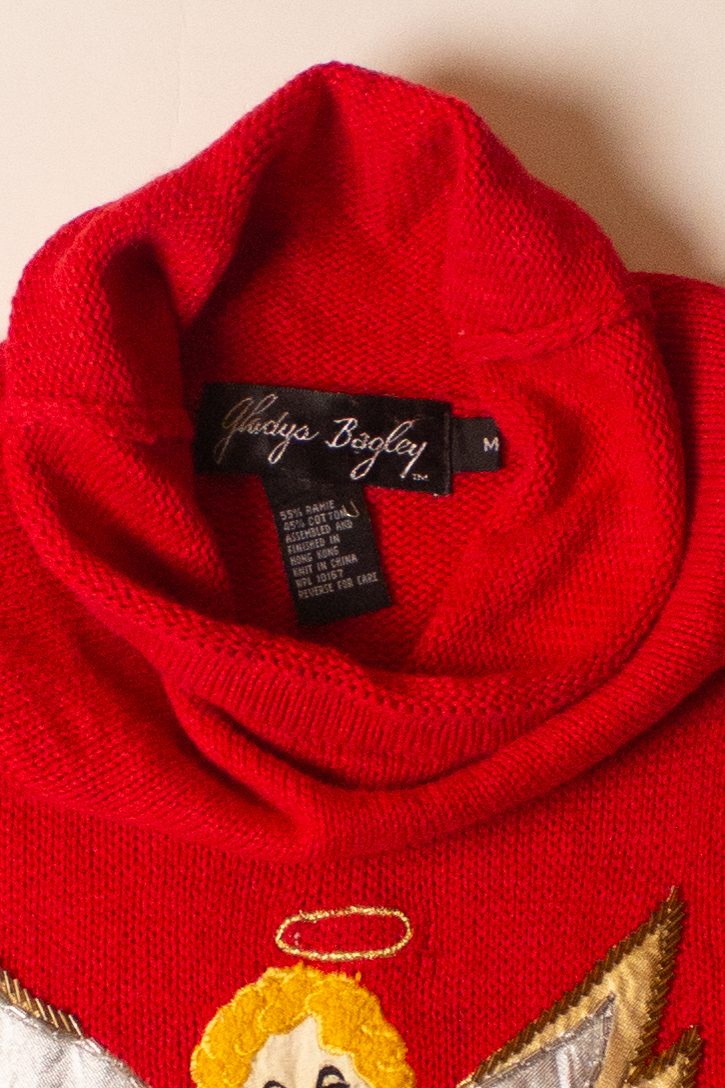 Vintage Angel Tree Turtleneck Christmas Sweater (1990s)