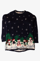 Vintage Navy Blue Snowmen Ugly Christmas Sweater (1990s)