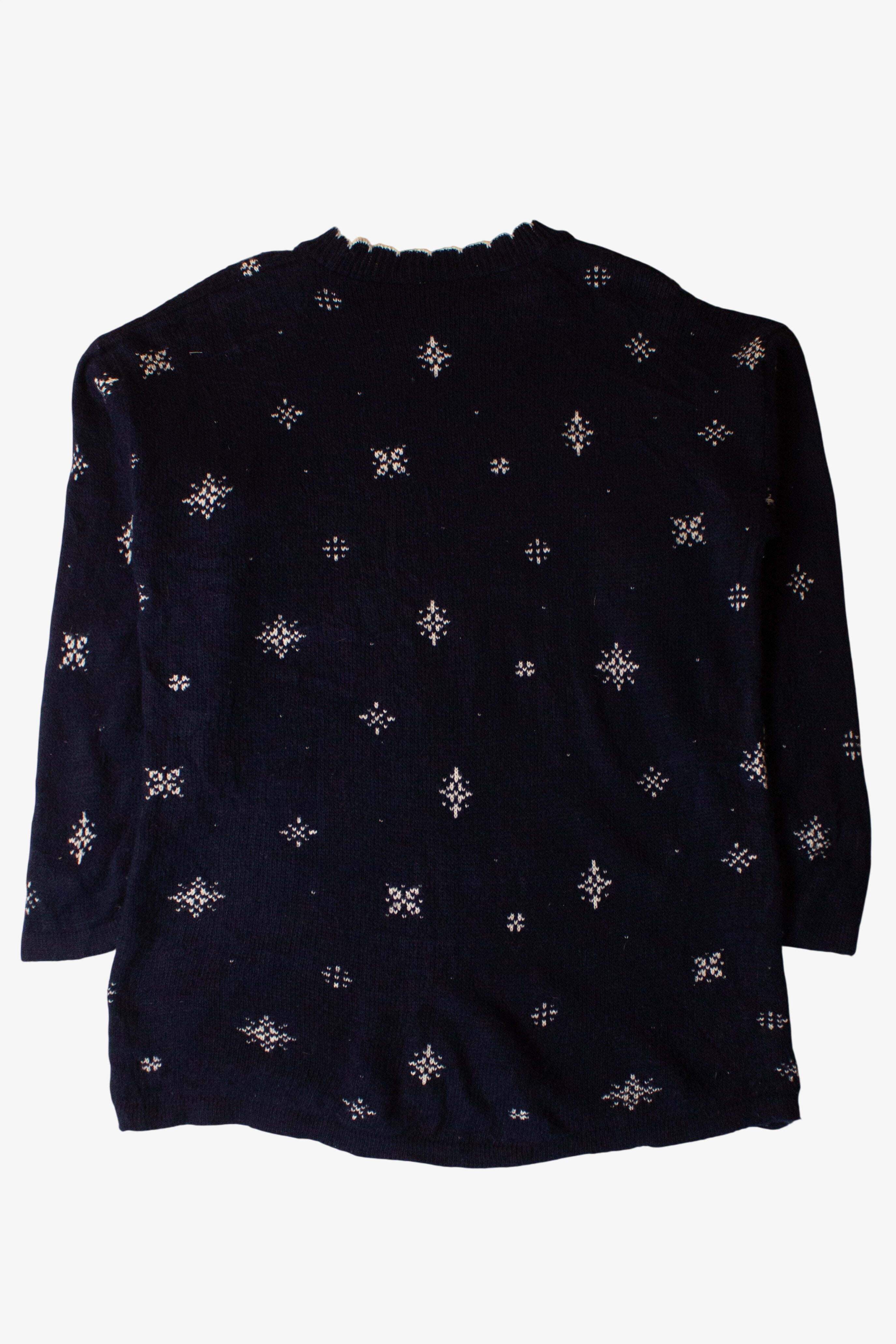 Vintage Navy Blue Snowmen Ugly Christmas Sweater (1990s)